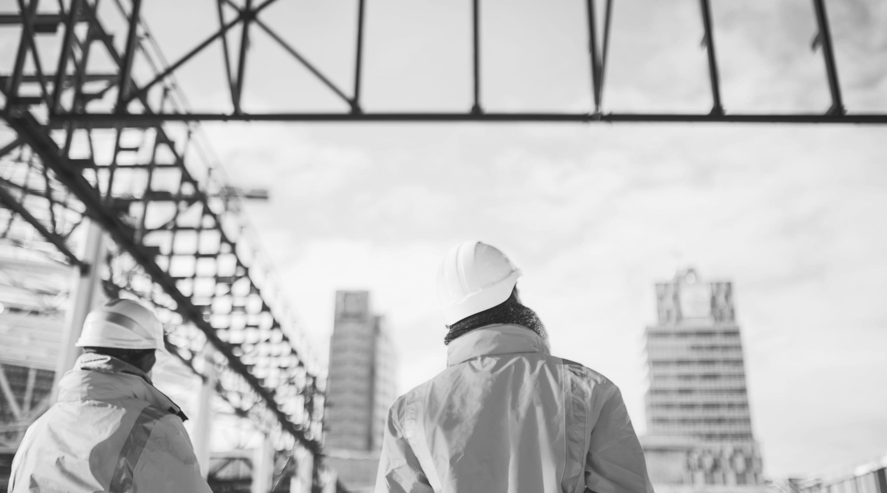 Construction site overlook with steel structure